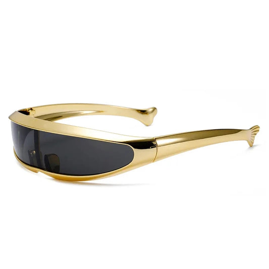 Futuristic One-Piece Mirror Electroplated Sunglasses